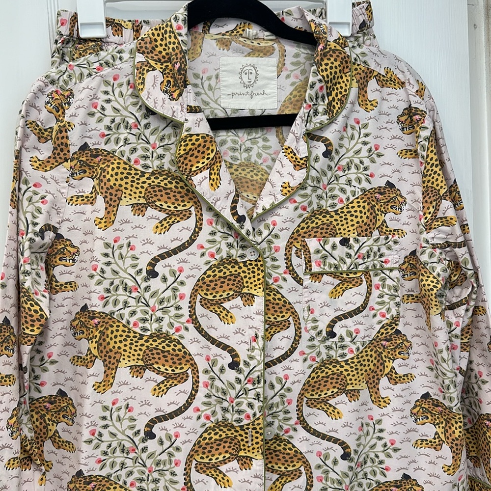Print Fresh Bagheera Blush Long Pajamas Sleep Set Women's Cotton Sz Xs - Picture 8 of 10